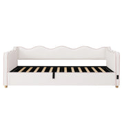 Letto a Divanetto 90x200 cm; Letto Singolo - Contenitore; USB e Type-C; Bouclé Beige