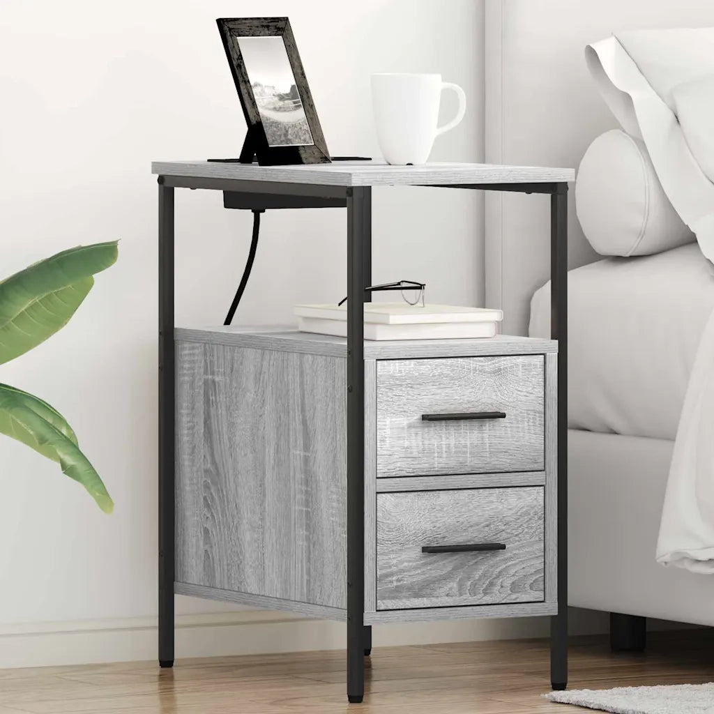 Set di 2 Comodini | Armadio da Notte | Mobiletto da notte Grigio Sonoma 30 x 48 x 61 cm