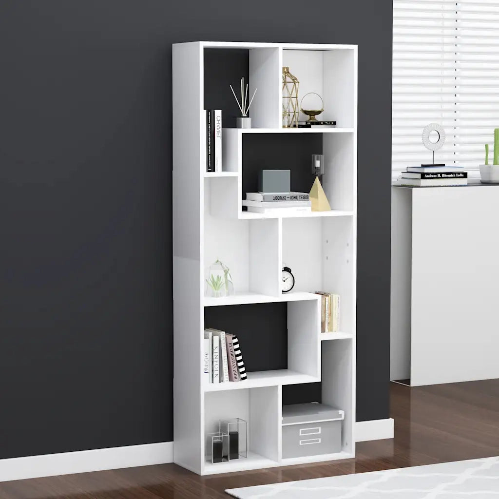 Libreria-Scaffale per Libri-Mobile di Stoccaggio Bianca 67x24x161 cm in Legno Multistrato