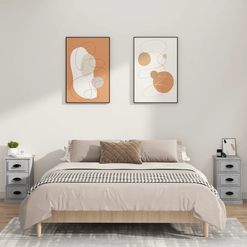 Comodino Grigio Cemento 39x39x67 cm in Legno Multistrato 816164