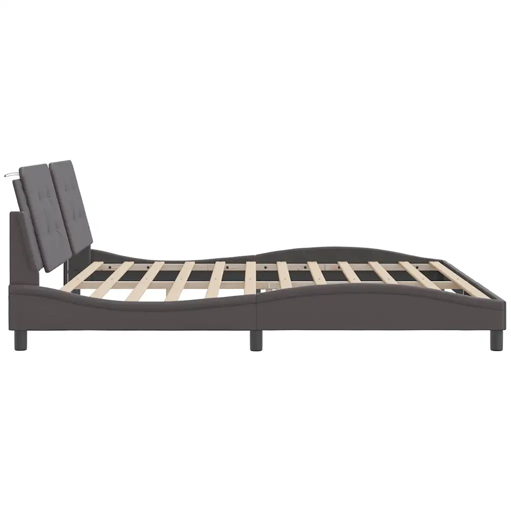 Letto matrimoniale | Letto per adulti | Giroletto senza Materasso Zadar Grigio 200x200 cm in Similpelle
