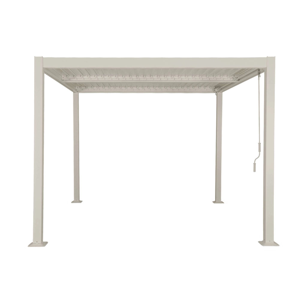 Pergola bioclimatica 3x3m in alluminio e acciaio, lamelle orientabili,