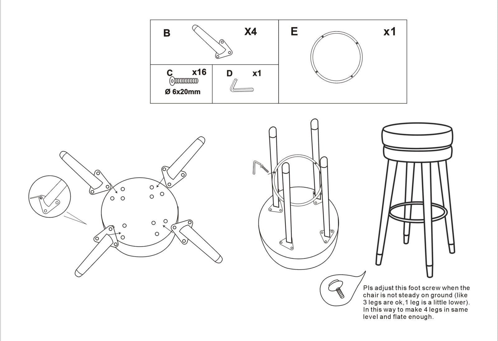 Sgabello Bar Paris Ø35x74 cm in Legno e Tessuto Vellutato Grigio