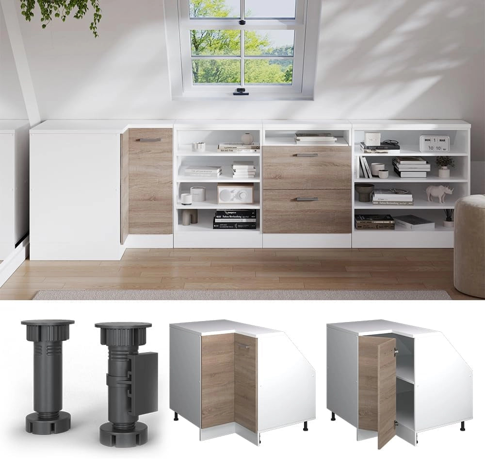 Mobile sottotetto Mobile angolare Rion, Sonoma, 75.6 x 81.6 cm con 1 porta, carcassa dell’armadio profondità 60 cm, adatto per il salvaspazio sotto tetti spioventi