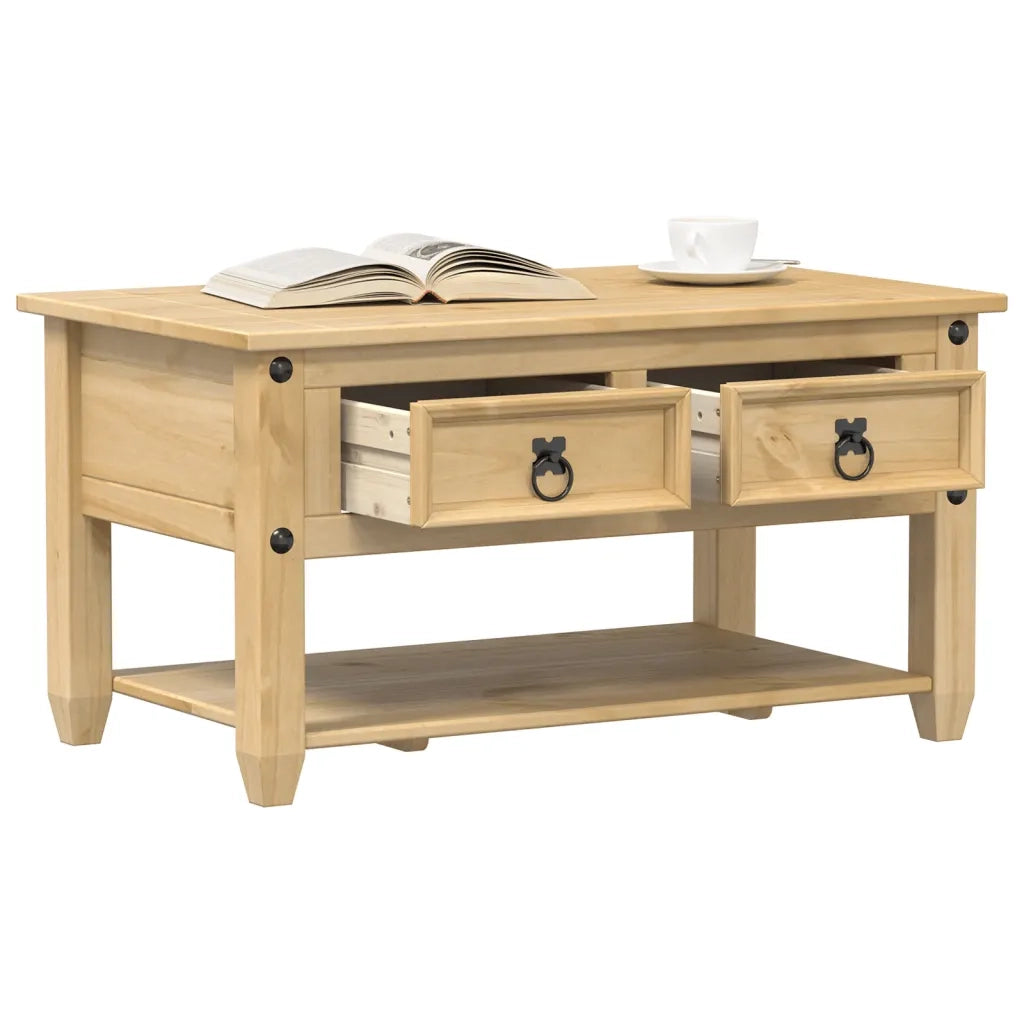 Tavolino da salotto | Tavolino da caff¨¨ | Tavolino da Soggiorno con Cassetti Corona 85x50x45 cm Legno Massello di Pino