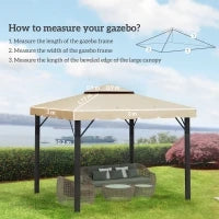 Tettuccio di Ricambio per Gazebo da Giardino 3x3m con Tetto a 2 Livelli in Poliestere Beige