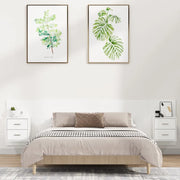 Testiera per Letto con Armadietti in Legno Multistrato Bianco 3115732
