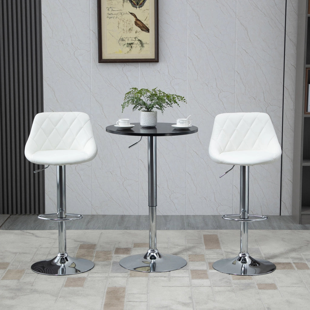Tavolo alto rotondo ?61x70-90 cm girevole e regolabile in MDF e metallo nero