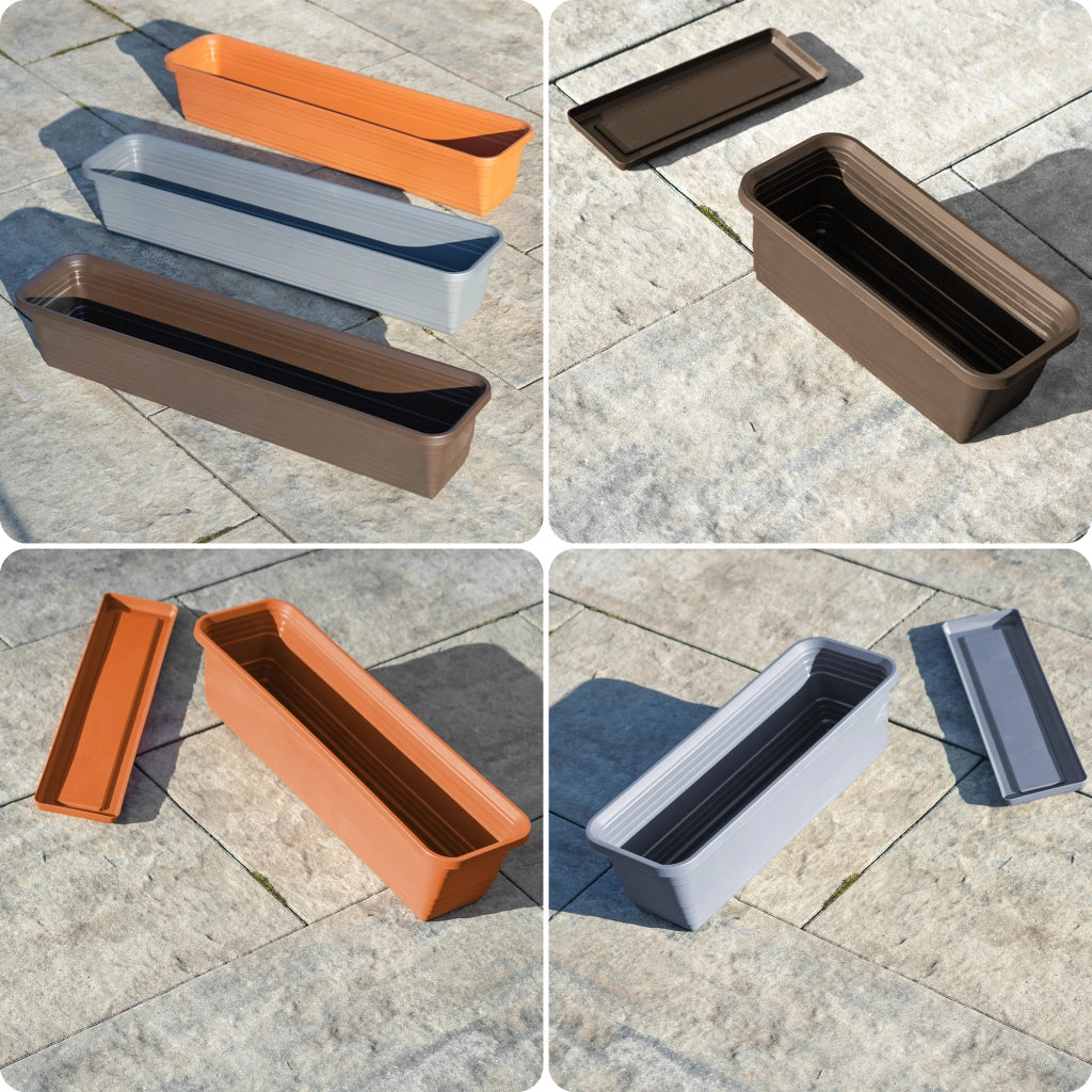 Vaso da fiori per balcone KADAX, 80 cm + sottovaso color moka