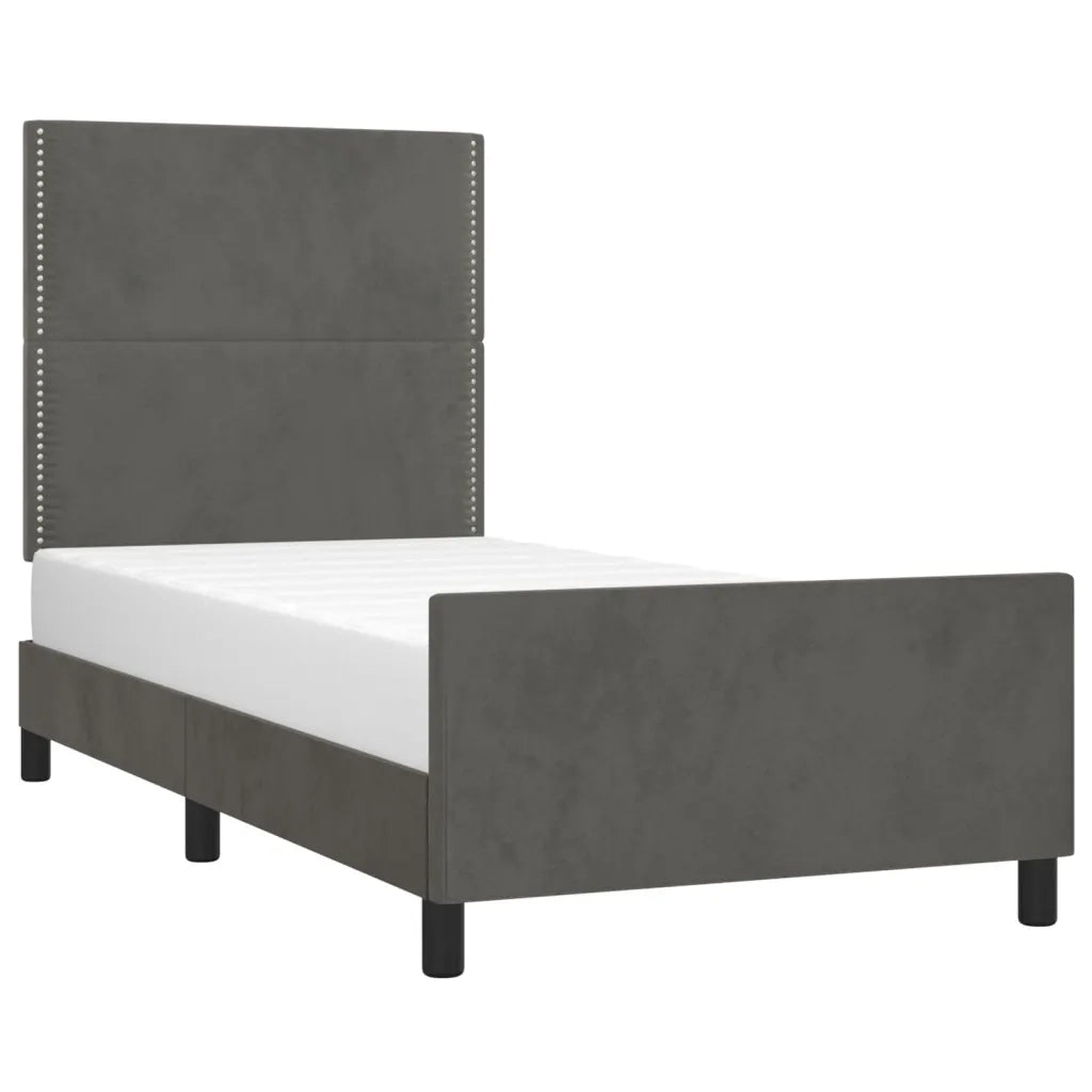Giroletto senza Materasso Grigio Scuro 90x200 cm Velluto 3125673