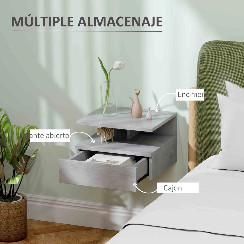 Comodino Moderno con Cassetto e Ripiano ¨C Zephmum ¨C Grigio 35x32x22,5 cm