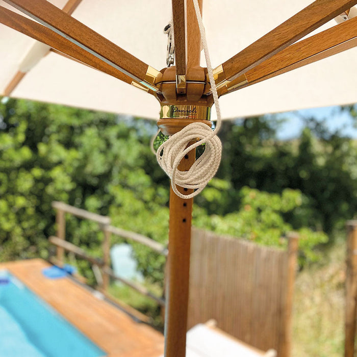 Ombrellone da Giardino Quadrato 3,5x3,5m Palo in Legno Ecrù