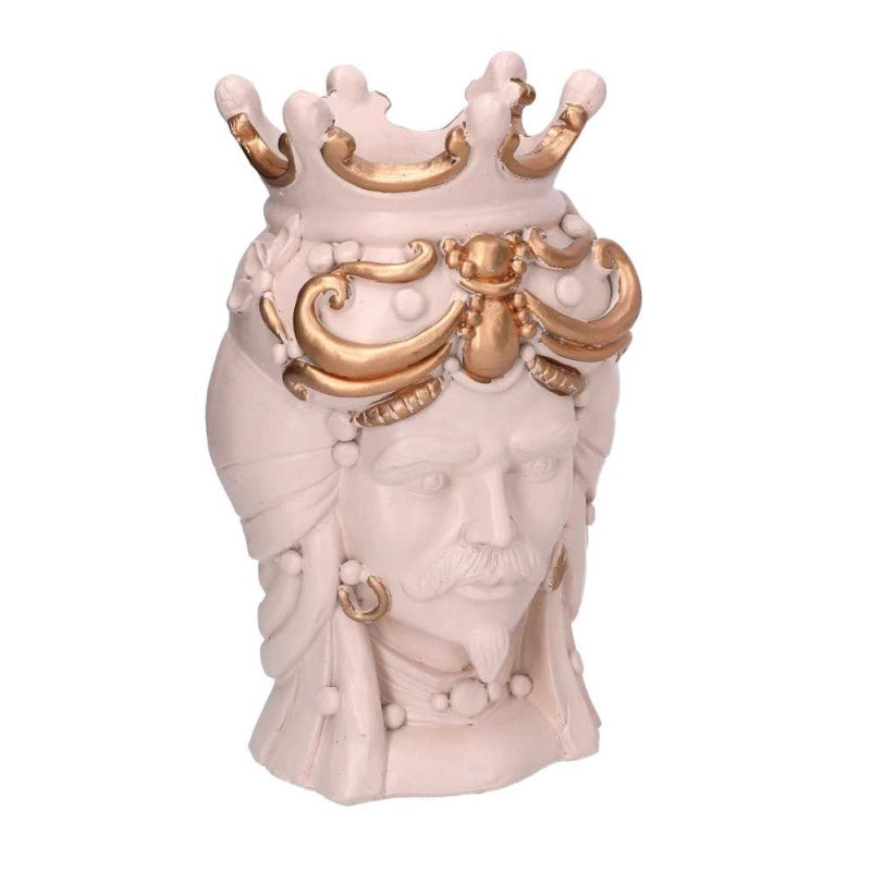 Portavaso resina busto re oro cm 14x14,5h26