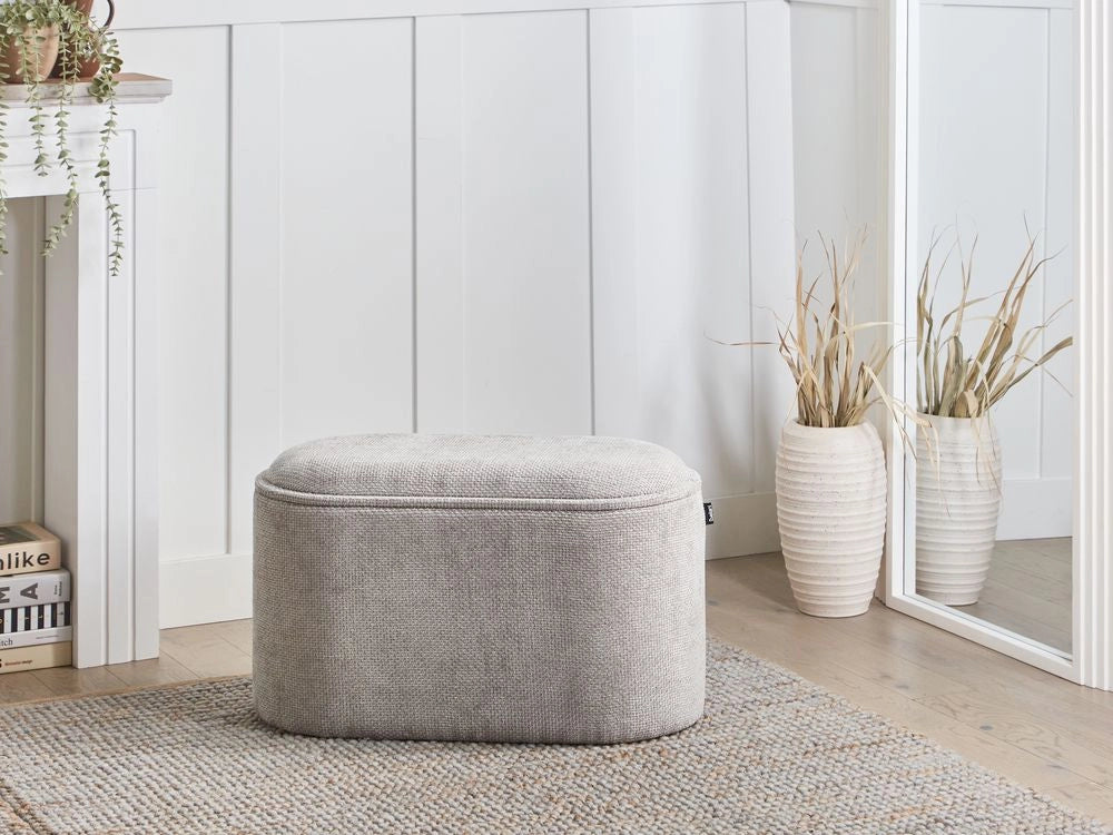 Panca per la camera da letto imbottita in poliestere cinigliato grigio Design moderno Arredamento per il soggiorno in tinta unita