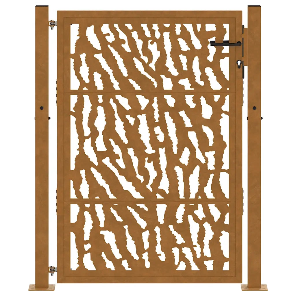 Cancello da giardino 100x150 cm in acciaio corten con design a traccia 4100986