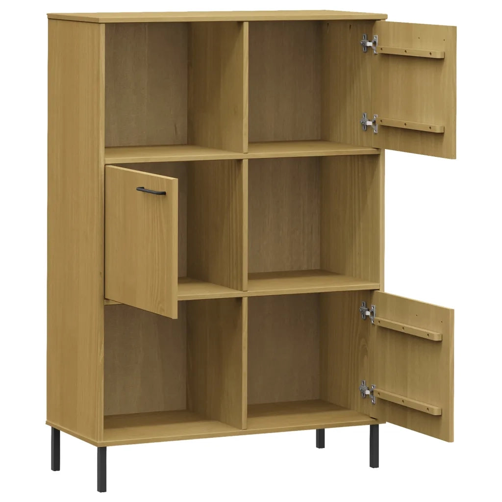 Libreria con Gambe-Scaffale per Libri-Mobile di Stoccaggio Metallo Marrone 90x35x128,5 cm Massello OSLO