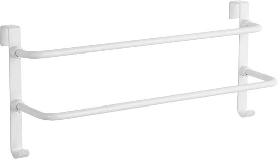 Handricostruzione per Asciugamani per Bagno - Montaggio a Parete, Acciaio Inossidabile, Bianco, Con Ganci - Adatto per Cucina, Bagno e Doccia