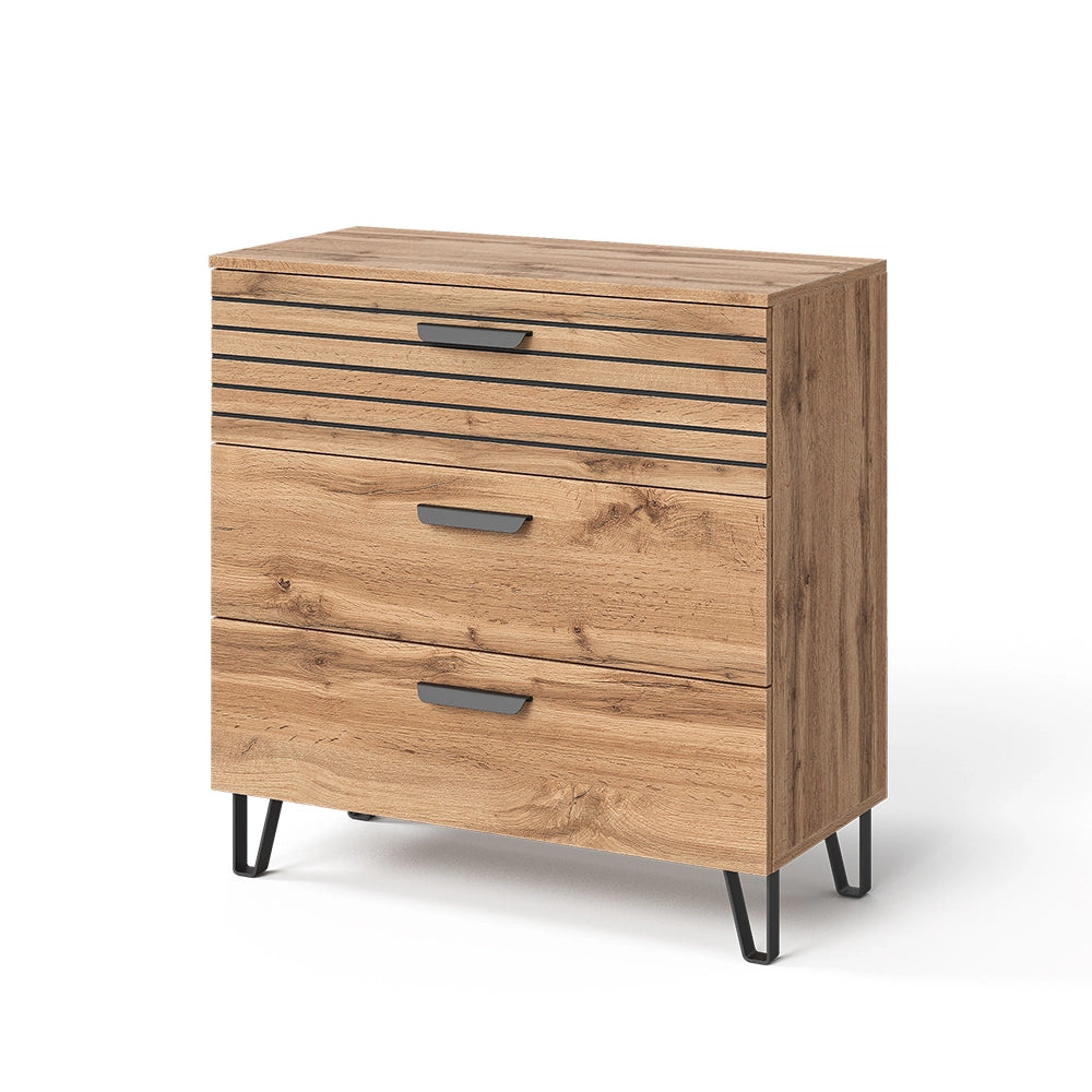 Vicco Cassettiera Quercia Wotan 80 x 82 cm con 3 cassetti