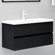 Mobile con Lavabo Integrato Nero in Legno Multistrato 3071559