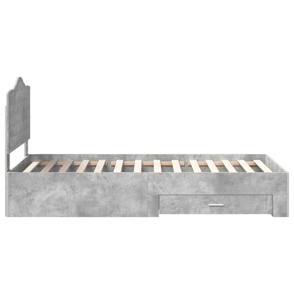 Struttura del letto con testiera Grigio cemento 90 x 190 cm 3413660
