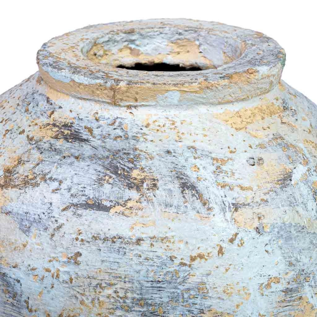 Vaso in cartapesta invecchiato bianco 24x24x23h cm
