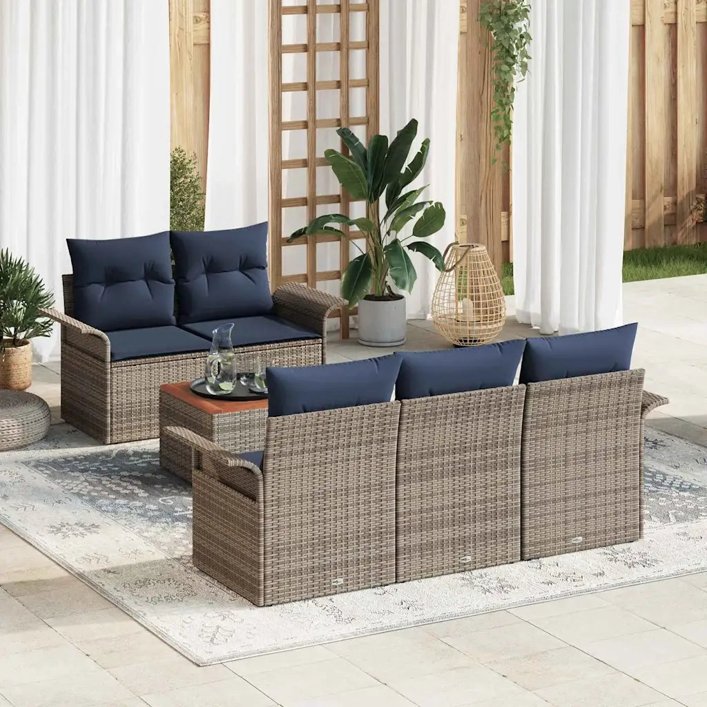 Set Divano da Giardino con cuscino 6 pcs Grigio polyrattan 3347269