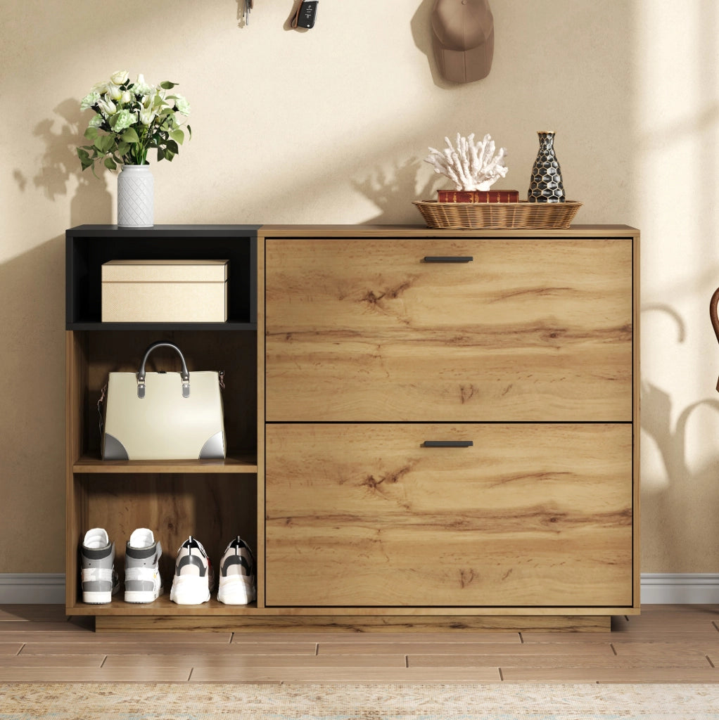 Scarpiera in MDF 120x32x84,5 cm con 2 ante a ribalta