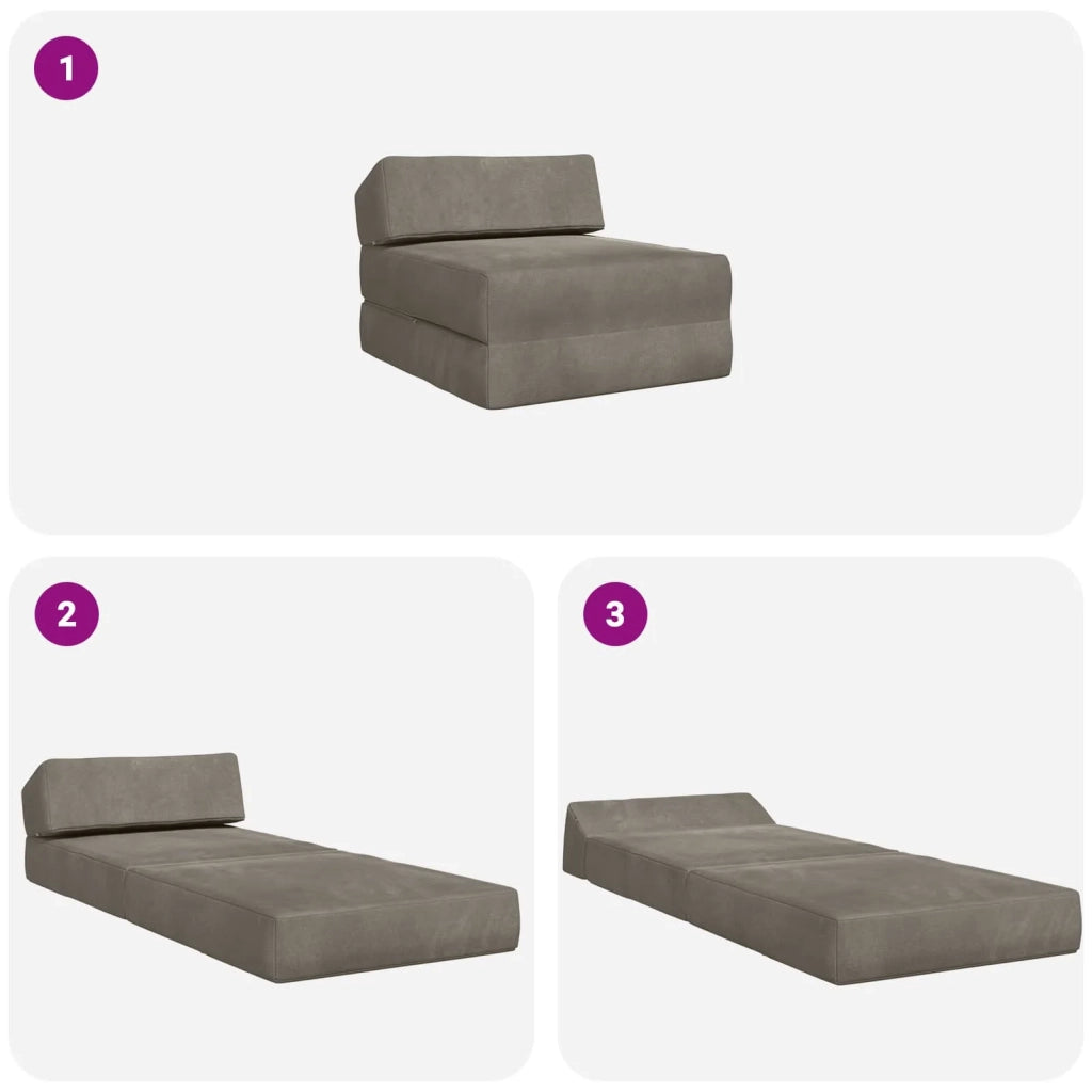 Divano Letto Pieghevole Grigio Chiaro 60 x 70 x 41 cm Tessuto 900058