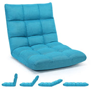 Poltrona regolabile multiposizione 108 x 56 x 12 cm comfort eccezionale struttura in acciaio design moderno in cotone e lino blu Bondi 20_0011165
