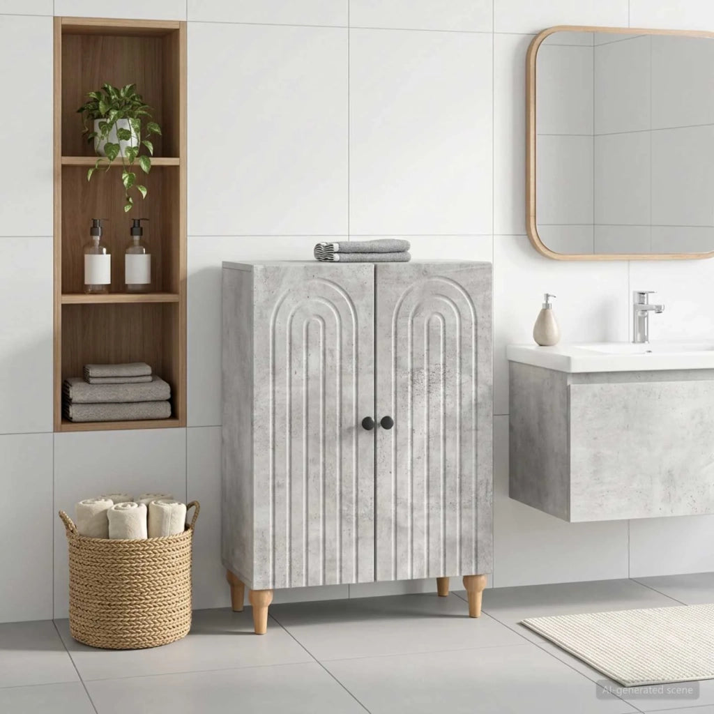 Mobiletto da Bagno ALKMAAR Grigio Cemento 59,5 x 31 x 80 cm 896178