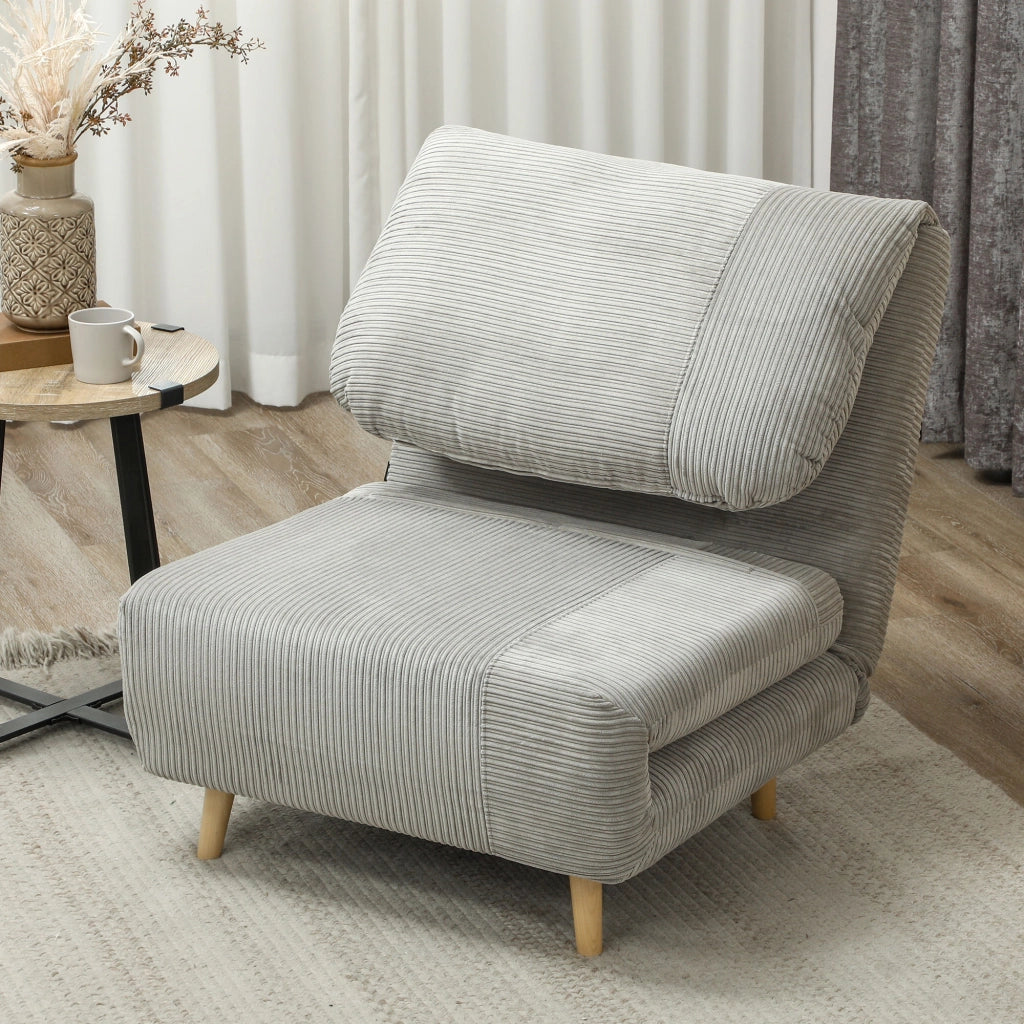 Letto imbottito singolo con testiera regolabile ¨C Zephmum ¨C Grigio 82x87x89 cm