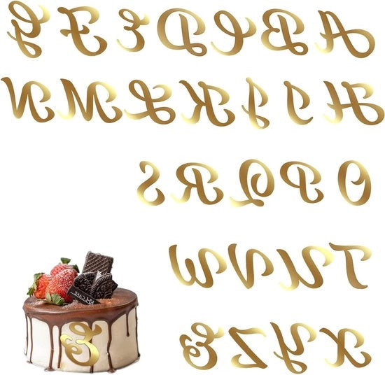 Decorazione di Torte Personalizzata con Topper di Cotta d'Oro in Acrilico Alfabeto A-Z per Cupcake