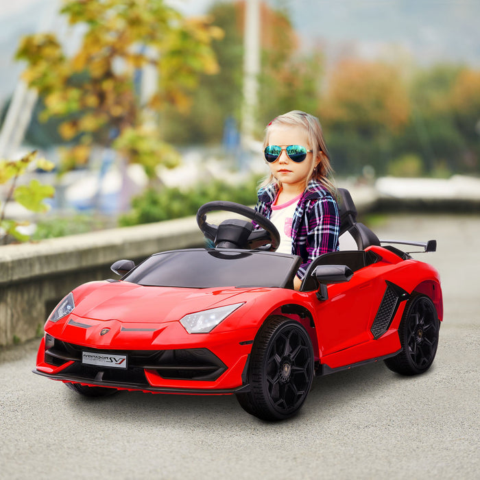 Macchina Elettrica per Bambini 12V con Licenza Lamborghini Aventador SVJ Roadster Rosso