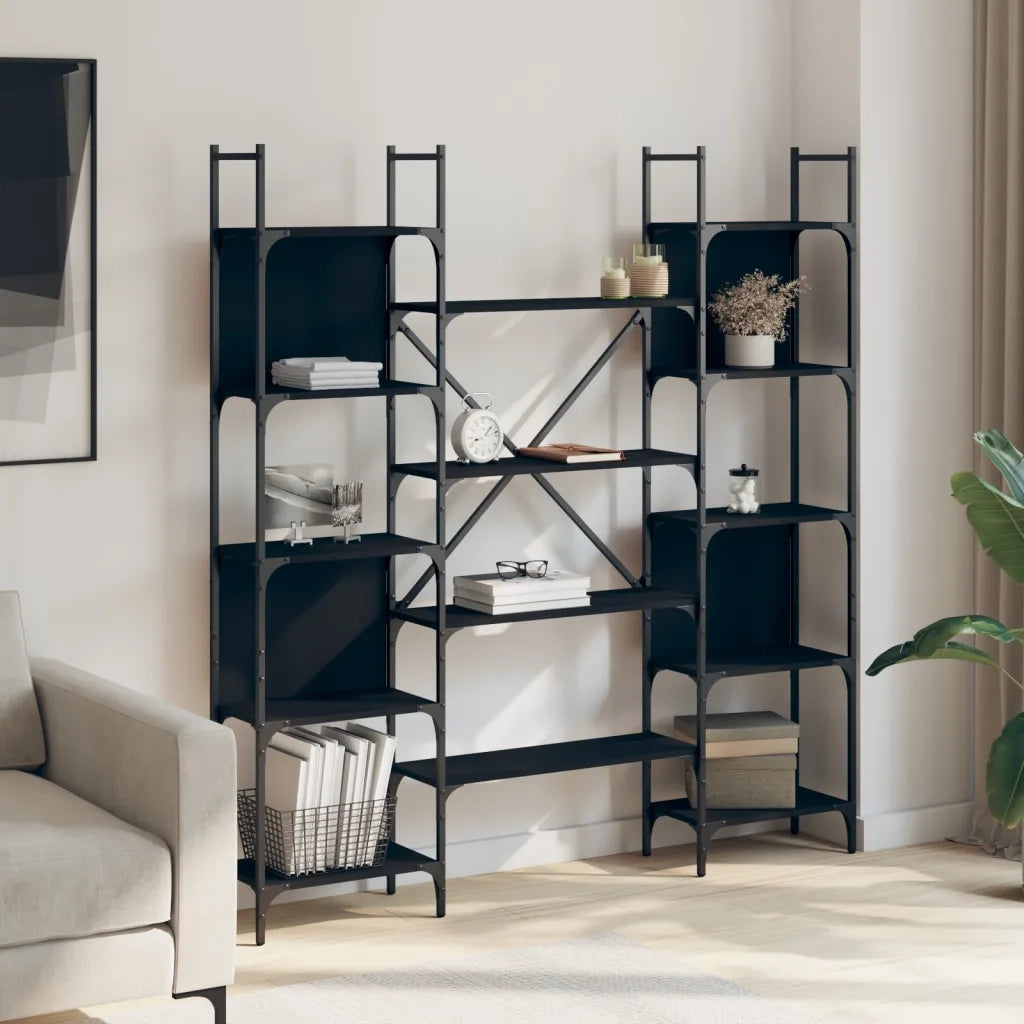 Libreria Nera 155,5x24x166,5 cm in Legno Multistrato 838858