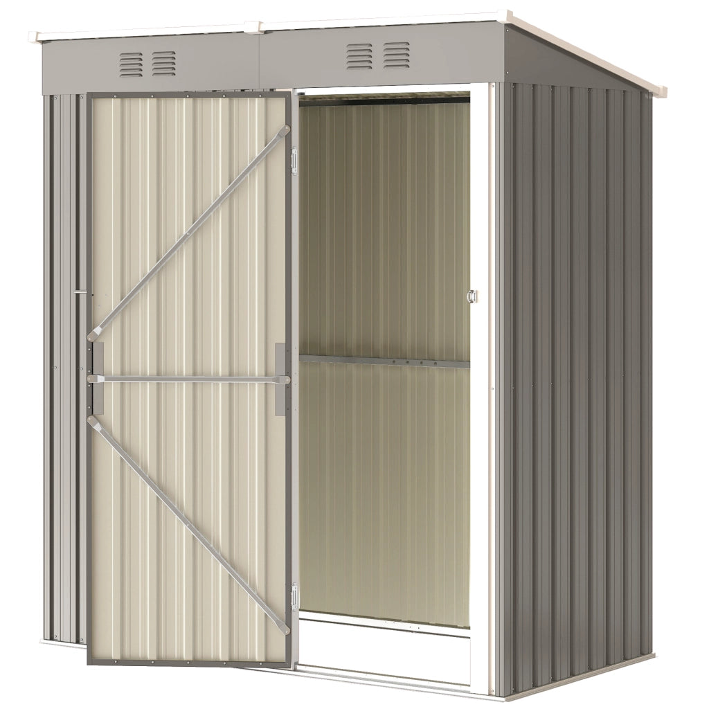 Ripostiglio Giardino Metallico ¨C zephmum ¨C Grigio Chiaro 163x90x179cm