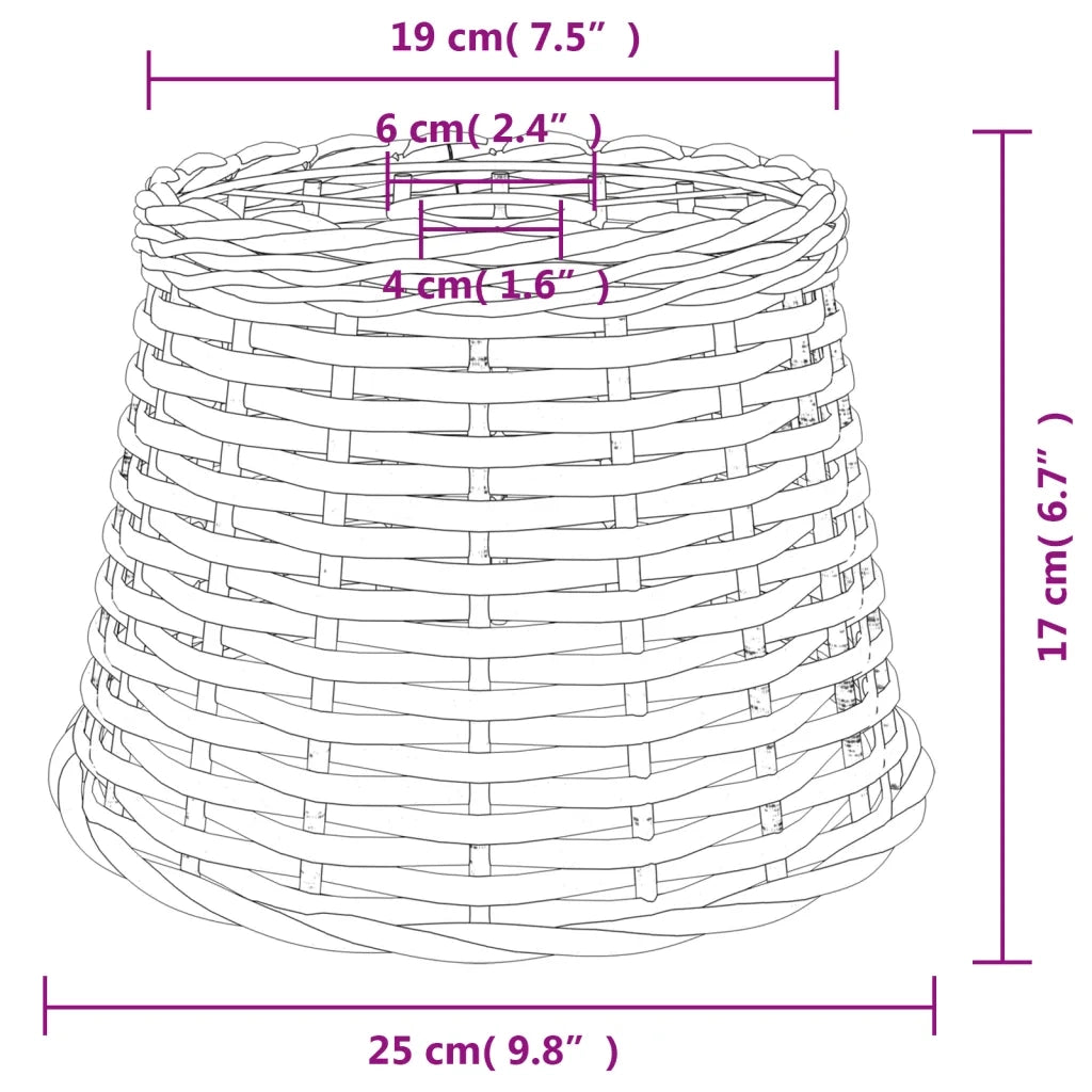 Paralume da Soffitto Bianco ?25x17 cm in Vimini CFW3607234