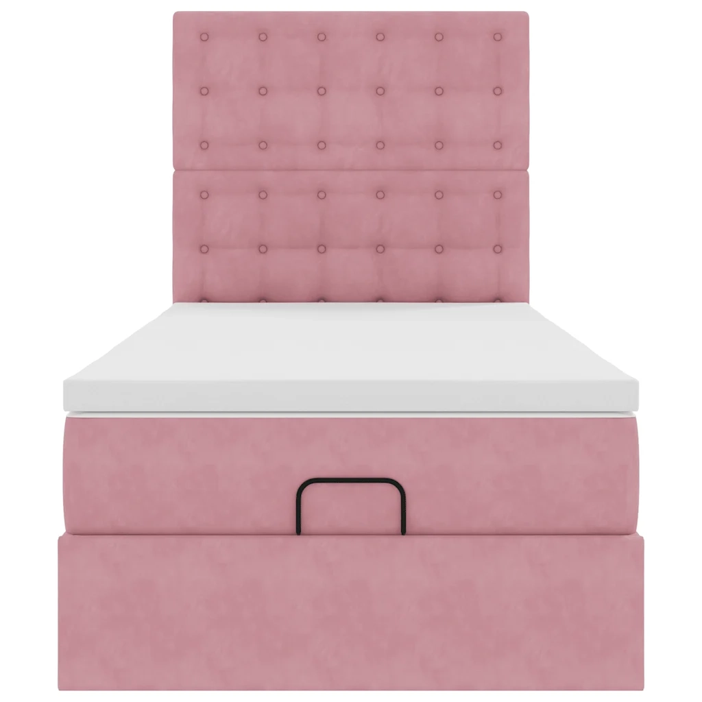 Struttura Letto Pouf con Materassi Rosa 100x200 cm Velluto 3314449