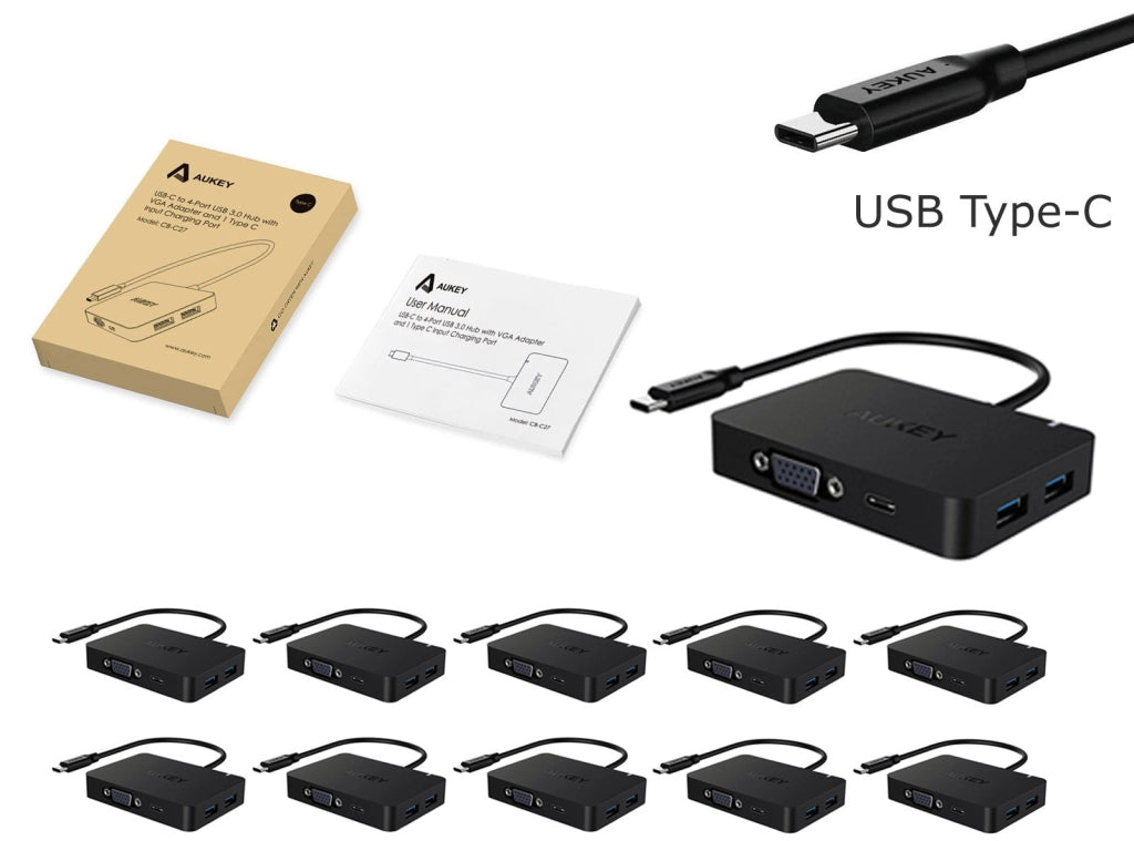 PACK 10 PER Usb Type-C Hub 4 USB 3.0 ricarica uscita Vga Full Hd Macbook Pro Samsung Lenovo Dell Huawei - RIVENDITORE