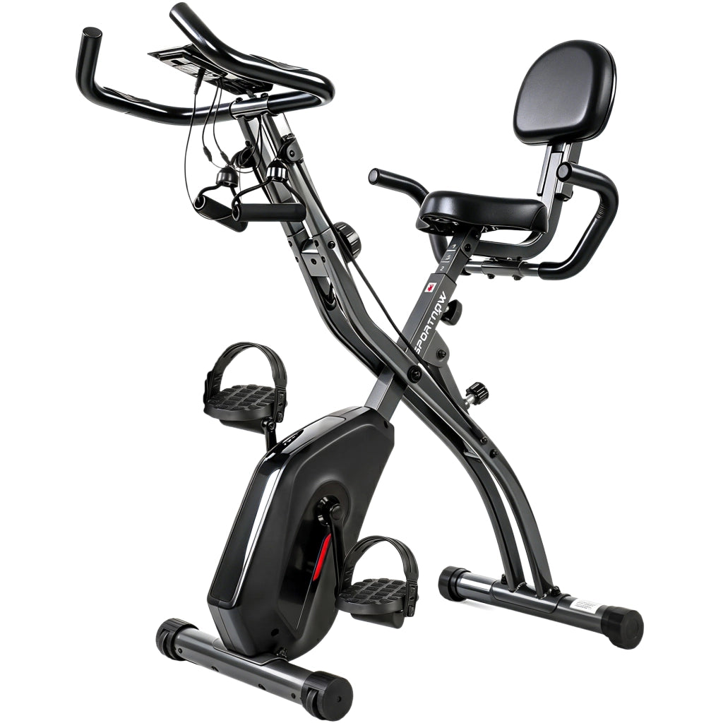 Cyclette Magnetica con Resistenza a 8 Livelli Display LCD e App Bluetooth in Acciaio Q195 Nero