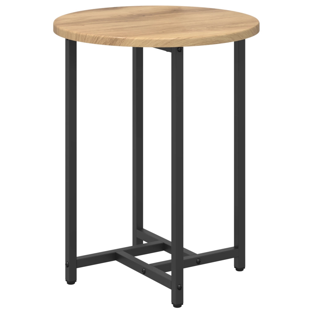 Set di 2 Tavolini in Legno Composito di Quercia e Metallo