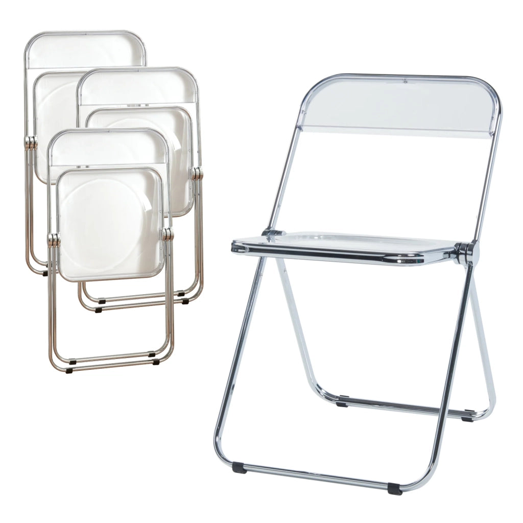 Set di 4 sedie pieghevoli 74 x 46 x 47 cm trasparenti 03_0009852