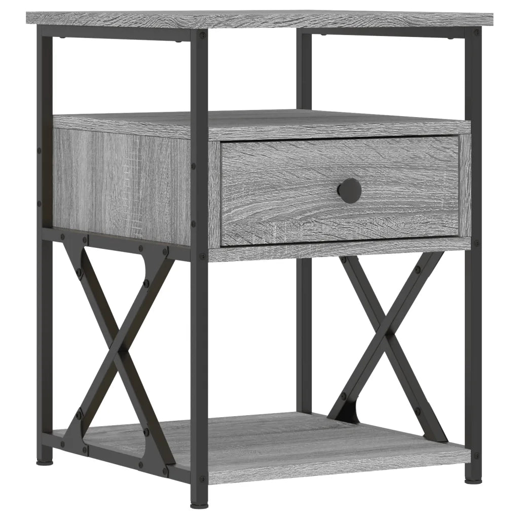 Comodini 2 pz-Set di 2 Tavolino da notte Grigio Sonoma 40x42x55 cm in Legno Multistrato