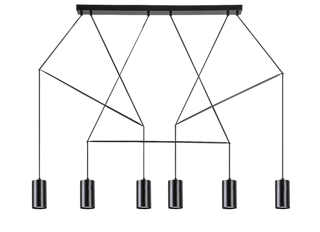Lampada a sospensione Rabalux Aslaug nera 6xGU10 117cm