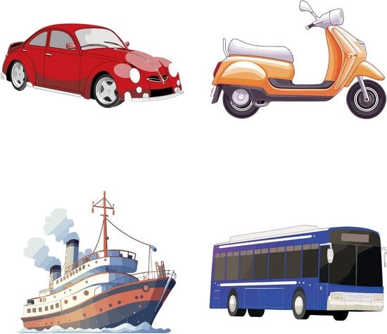Strumento di trasporto per auto 16cm - Decalcomanie auto statiche non adesive - Voglie staccabili - 4-Pack.