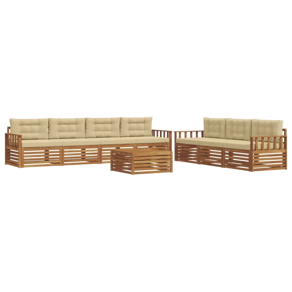 Set di divani da esterno con cuscino 8 pcs Naturale e Beige