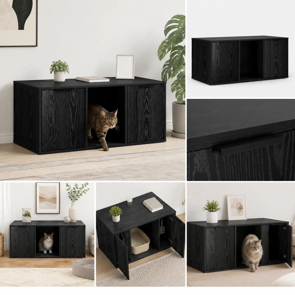 Mobile Per Gatti Rovere Nero 100 X 49 X 45 Cm