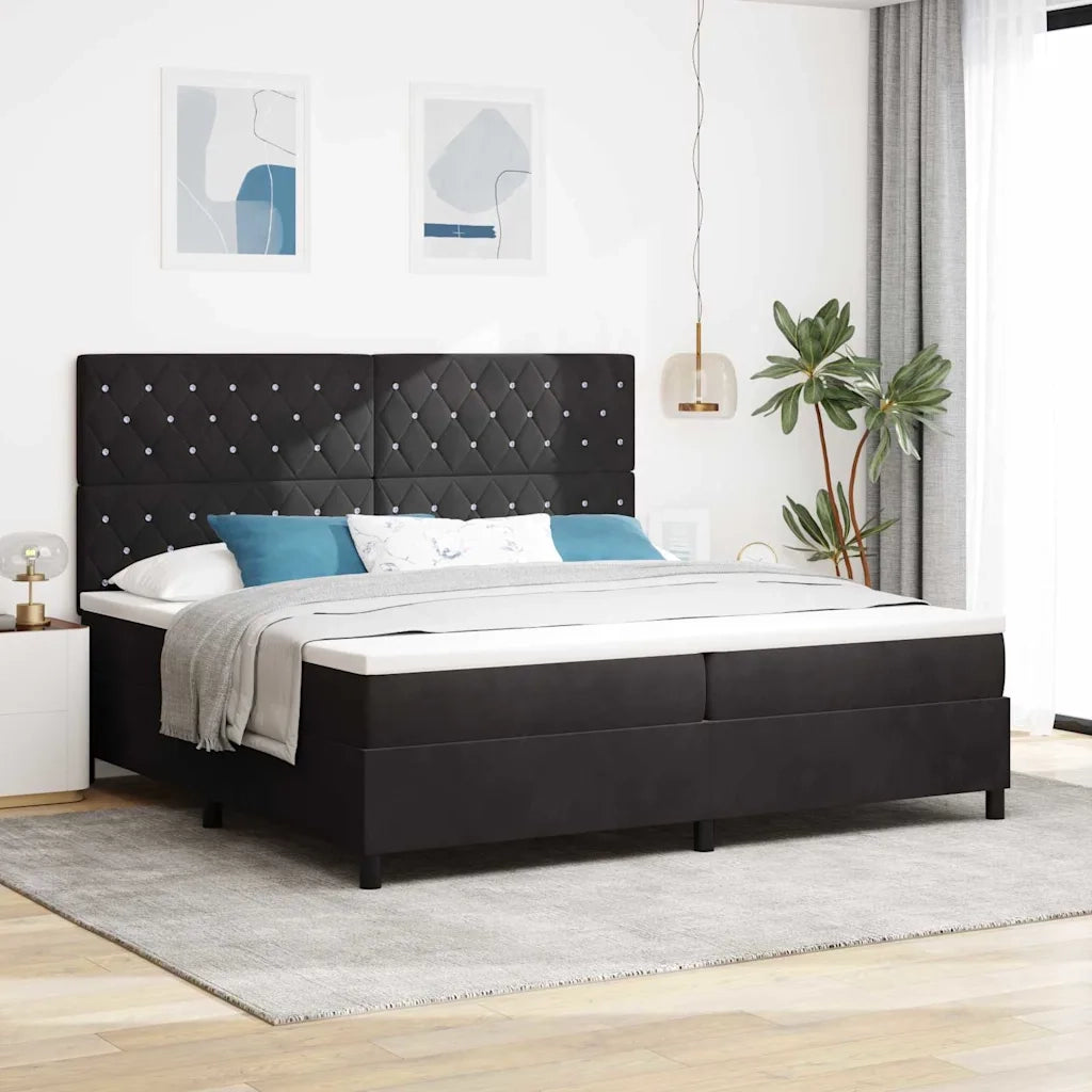 Letto a molle con materasso Nero 200 x 200 cm Tessuto 3339790
