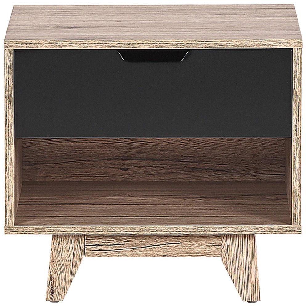 Comodino in legno chiaro con 1 cassetto Nero 46 x 50 cm minimalista scandinavo