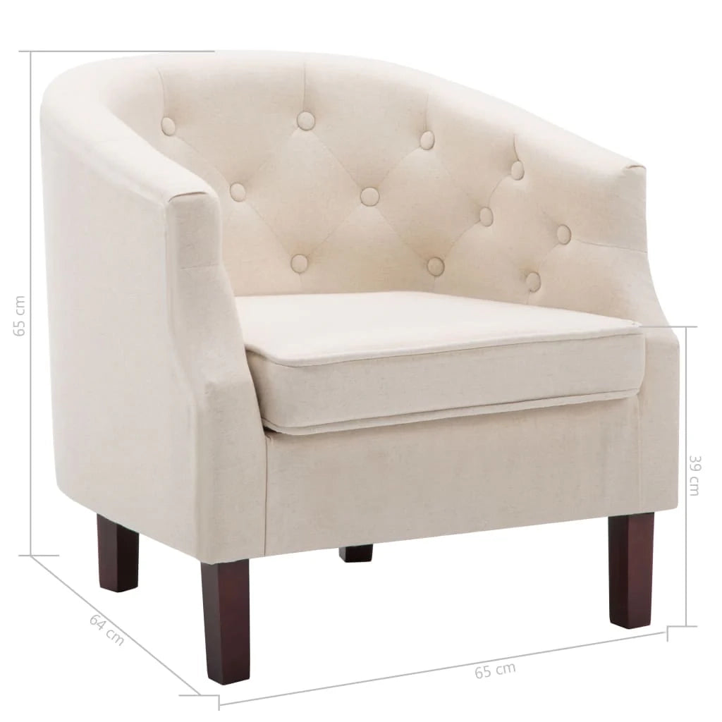 Poltrona/poltrona/divano club design con rivestimento in tessuto beige 1102152/3 cm