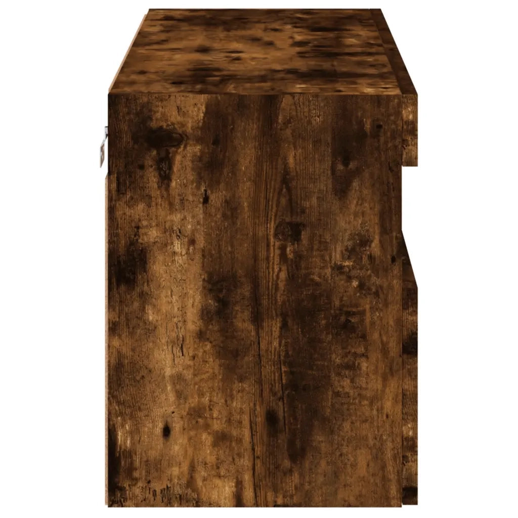 Mobile TV a Parete con Luci LED Rovere Fumo 80x30x40 cm 837205